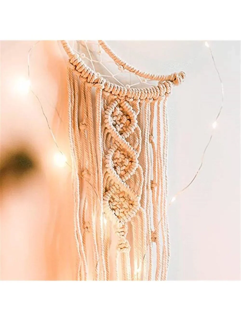 Boho Macrame Woven Wall Hanging, Crochet Crescent Moon Star Dream Catcher